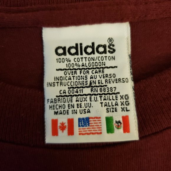 Vintage Adidas Double Sided Trefoil Logo Maroon T Shirt - Picture 6 of 7